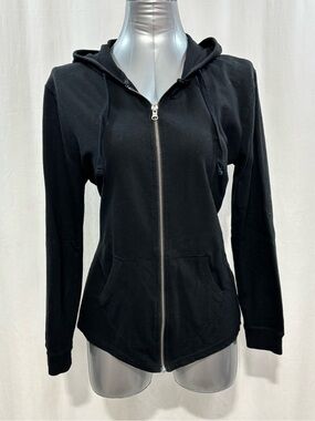 Hanes Black Zip-Up Lightweights Cotton Blend Hoodie Medium 515